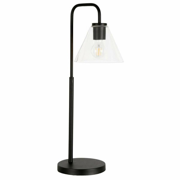 Henn & Hart 11.88 in. Henderson Blackened Bronze Arc Table Lamp with Clear Glass Shade TL1121